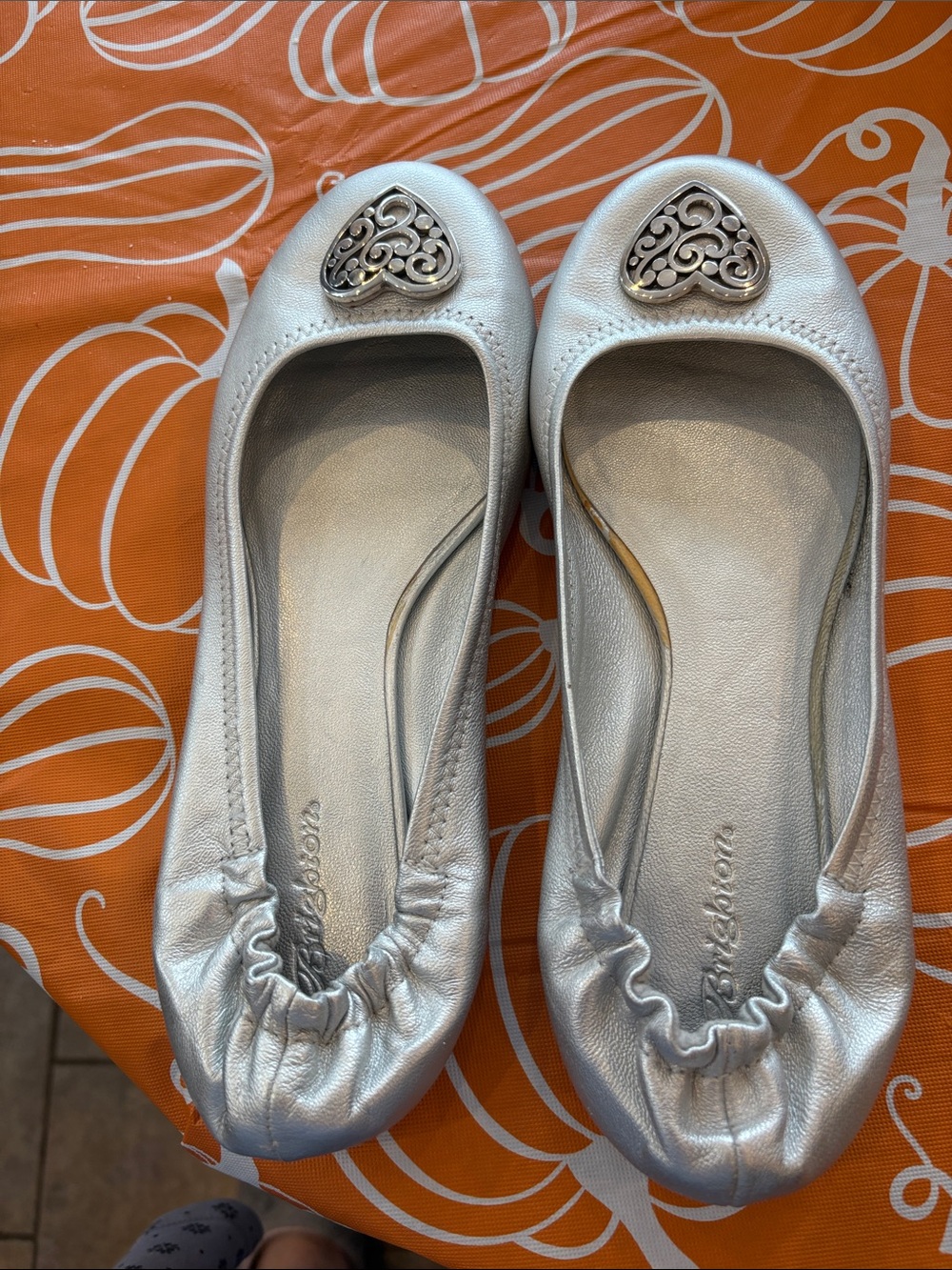 Brighton Silver Ballet Flats with Heart Accent - Women Shoes